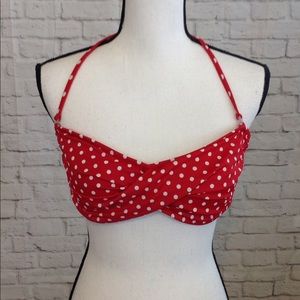 Red & White Polka Dot Bikini Top